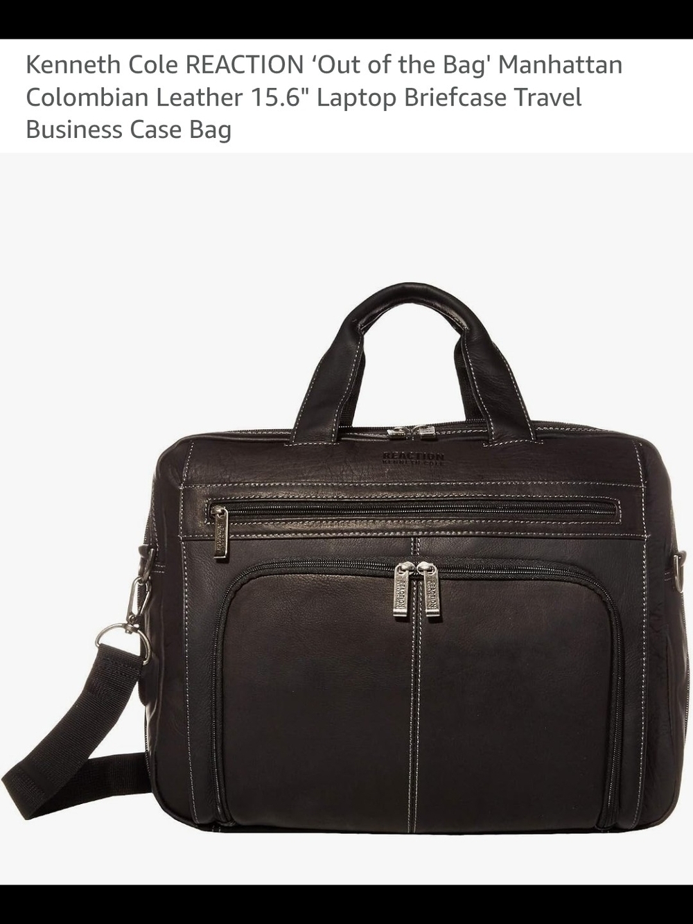 NWOT Kenneth Cole Reaction "Out Of The Bag" Manhattan Leather Laptop Briefcase